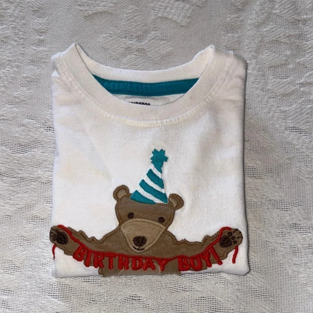 Gently Loved White Bear Birthday Boy Cotton Shirt by Gymboree